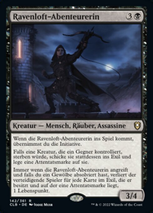 Ravenloft-Abenteurerin (Ravenloft Adventurer) - Commander Legends: Battle for Baldur's Gate (#142) - Illustrated by Jodie Muir - Magic: The Gathering Card