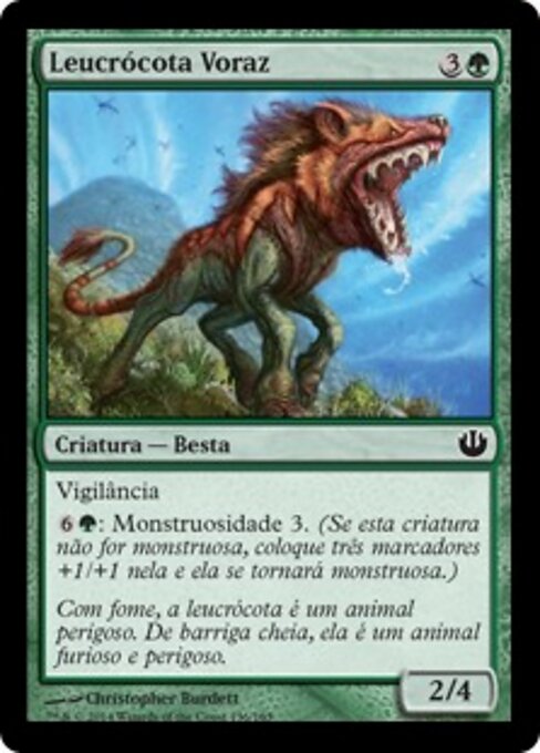 貪欲なるレウクロッタ (Ravenous Leucrocota) - Journey into Nyx (#136) - Illustrated by Christopher Burdett - Magic: The Gathering Card