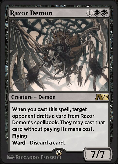 Razor Demon - Alchemy: Duskmourn (#9) - Illustrated by Riccardo Federici - Magic: The Gathering Card