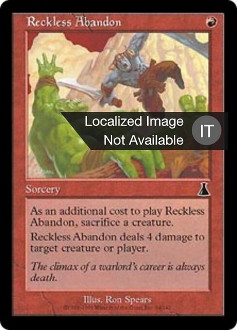 Entusiasmo avventato (Reckless Abandon) - Urza's Destiny (#94) - Illustrated by Ron Spears - Magic: The Gathering Card