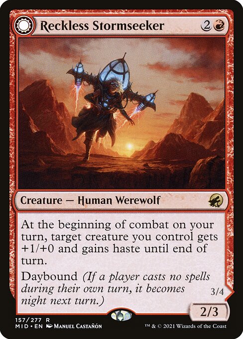 Reckless Stormseeker // Storm-Charged Slasher - Innistrad: Midnight Hunt Magic card