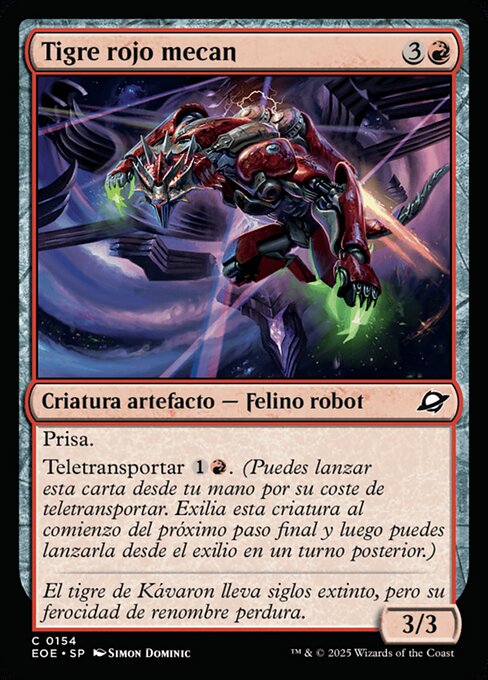 赤（あか）い虎（とら）のメカン (Red Tiger Mechan) - Edge of Eternities (#154) - Illustrated by Simon Dominic - Magic: The Gathering Card