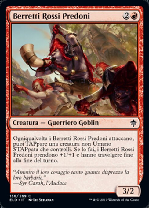 紅帽客突擊隊 (Redcap Raiders) - Throne of Eldraine (#136) - Illustrated by Lie Setiawan - Magic: The Gathering Card
