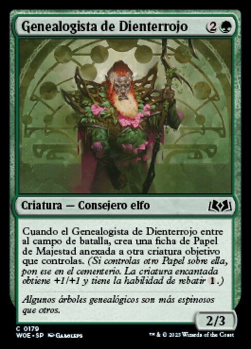 Genealogista de Dienterrojo (Redtooth Genealogist) - Wilds of Eldraine (#179) - Illustrated by Gaboleps - Magic: The Gathering Card