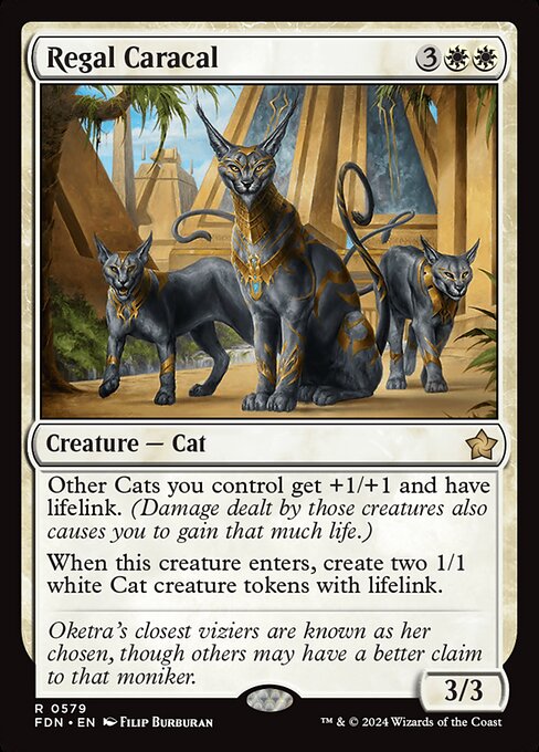 Regal Caracal - Foundations (#579) - Illustrated by Filip Burburan - Magic: The Gathering Card