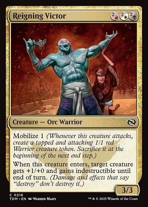 Campione in Carica (Reigning Victor) - Tarkir: Dragonstorm (#216) - Illustrated by Warren Mahy - Magic: The Gathering Card