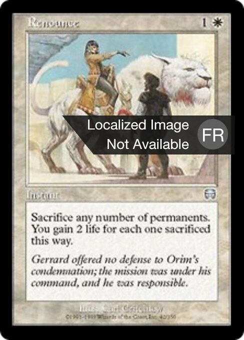 Renounce - Mercadian Masques (#42) - Illustrated by Carl Critchlow - Magic: The Gathering Card