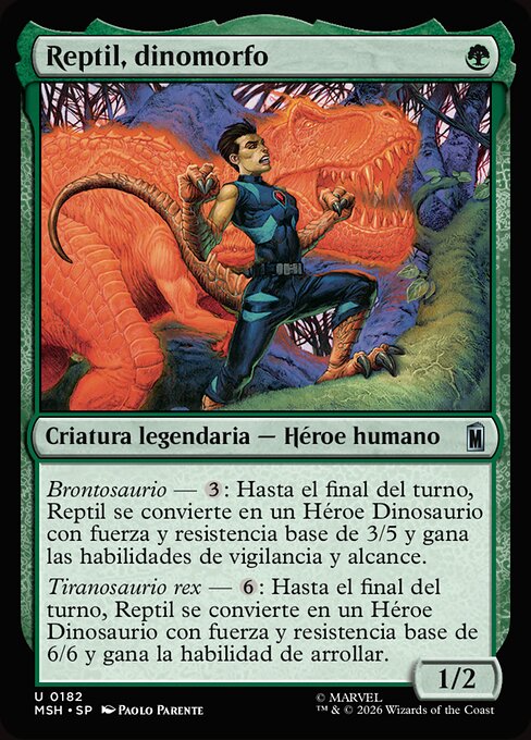 Reptil, dinomorphe (Reptil, Dinomorpher) - Marvel Super Heroes (#182) - Illustrated by Paolo Parente - Magic: The Gathering Card