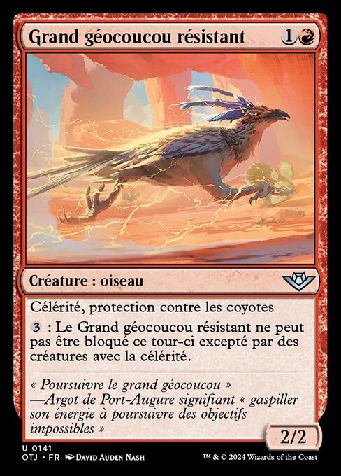 活力走鹃 (Resilient Roadrunner) - Outlaws of Thunder Junction (#141) - Illustrated by David Auden Nash - Magic: The Gathering Card
