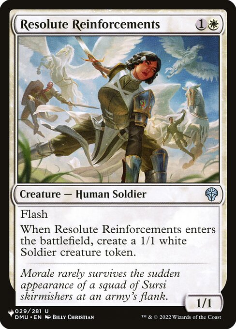 Resolute Reinforcements - The List (#DMU-29) - Illustrated by Billy Christian - Magic: The Gathering Card