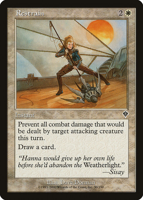 Restringir (Restrain) - Invasion (#30) - Illustrated by Dave Dorman - Magic: The Gathering Card