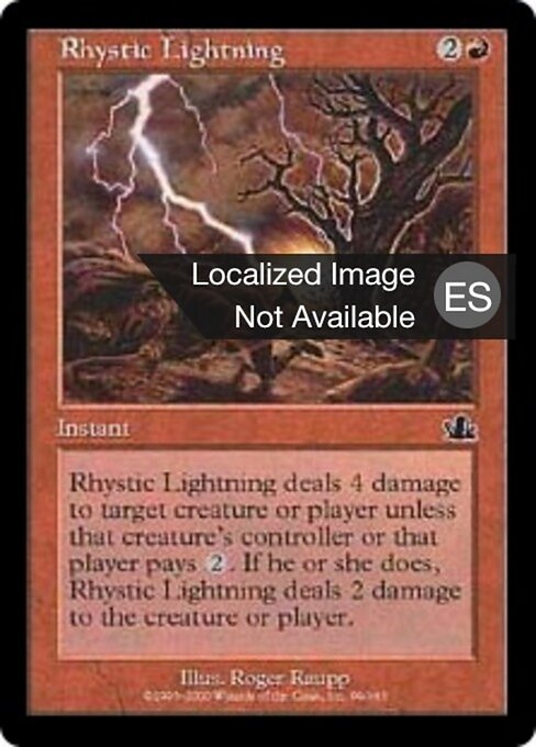 Eclair rhystique (Rhystic Lightning) - Prophecy (#99) - Illustrated by Roger Raupp - Magic: The Gathering Card