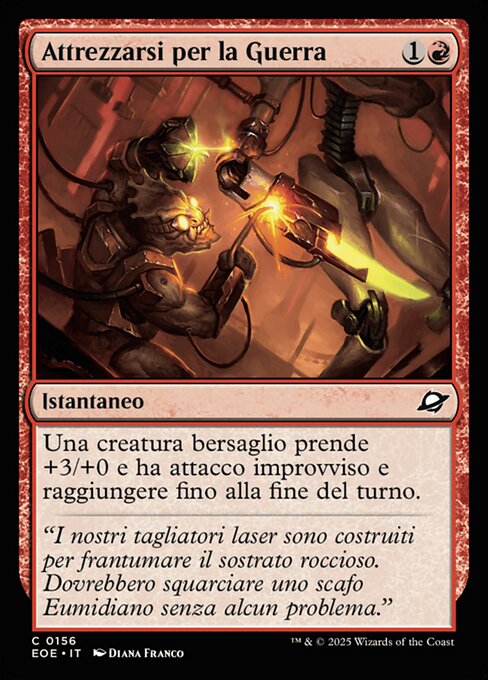 Attrezzarsi per la Guerra (Rig for War) - Edge of Eternities (#156) - Illustrated by Diana Franco - Magic: The Gathering Card
