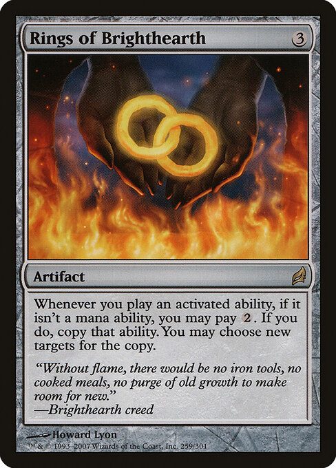 Anéis dos Lareiluz (Rings of Brighthearth) - Lorwyn (#259) - Illustrated by Howard Lyon - Magic: The Gathering Card