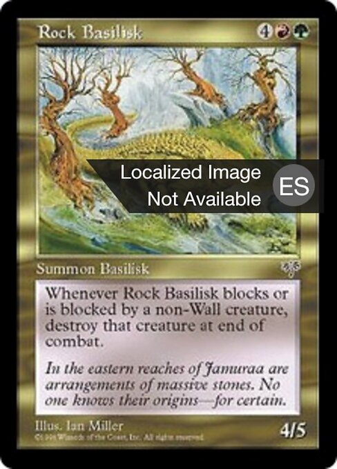 Basilisco de roca (Rock Basilisk) - Mirage (#279) - Illustrated by Ian Miller - Magic: The Gathering Card