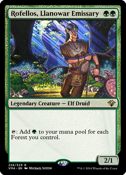 Rofellos, Llanowar Emissary - Vintage Masters Magic card