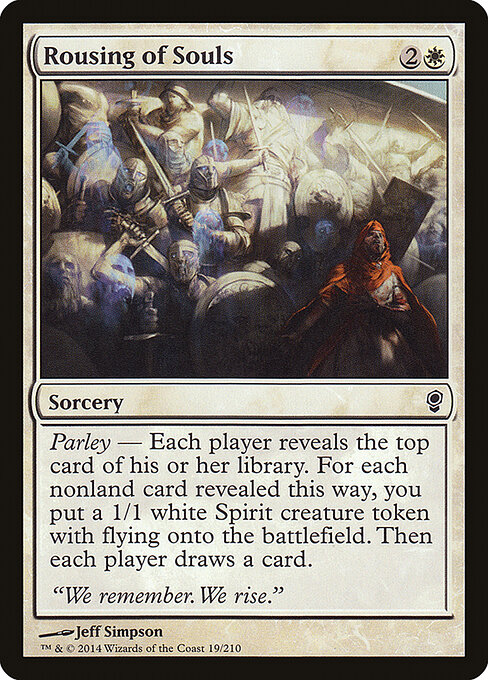 魂の目覚め (Rousing of Souls) - Conspiracy (#19) - Illustrated by Jeff Simpson - Magic: The Gathering Card