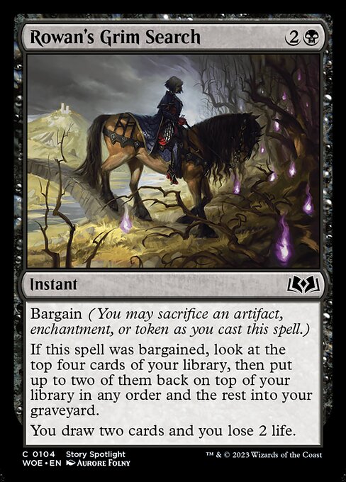 La Tetra Ricerca di Rowan (Rowan's Grim Search) - Wilds of Eldraine (#104) - Illustrated by Aurore Folny - Magic: The Gathering Card
