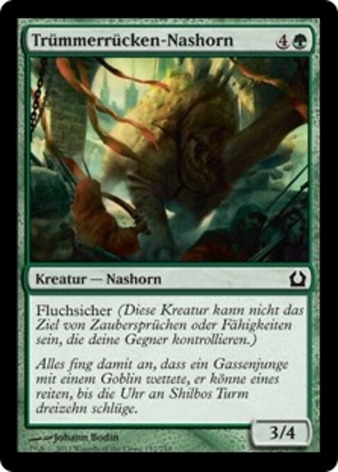 Trümmerrücken-Nashorn (Rubbleback Rhino) - Return to Ravnica (#132) - Illustrated by Johann Bodin - Magic: The Gathering Card