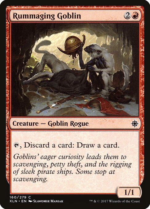 翻拣鬼怪 (Rummaging Goblin) - Ixalan (#160) - Illustrated by Slawomir Maniak - Magic: The Gathering Card