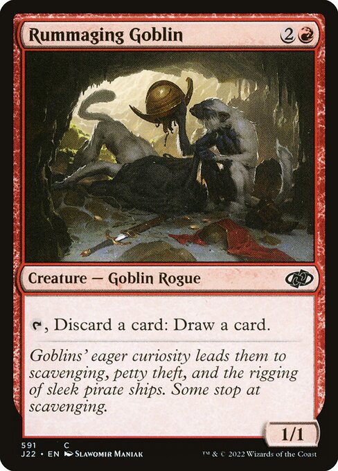 翻拣鬼怪 (Rummaging Goblin) - Jumpstart 2022 (#591) - Illustrated by Slawomir Maniak - Magic: The Gathering Card