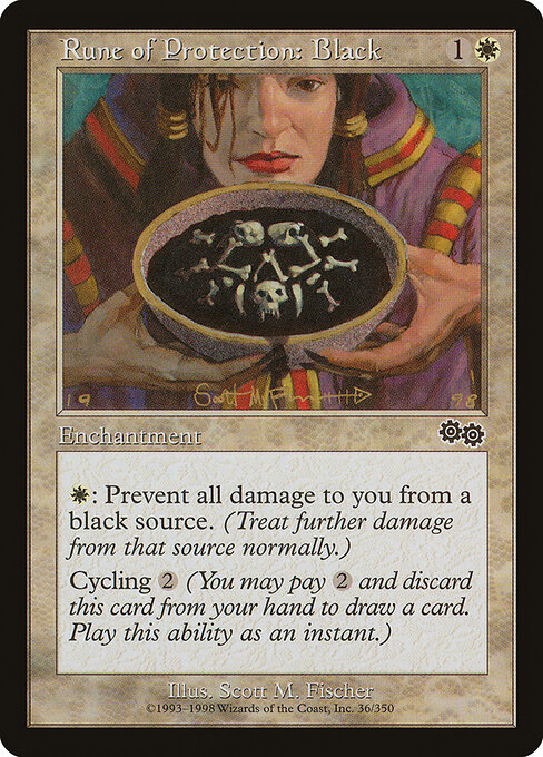 Rune of Protection: Black - Urza's Saga Magic card