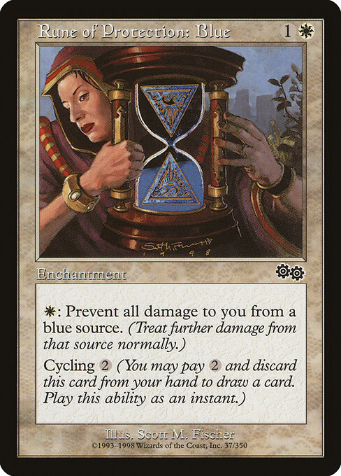 Rune of Protection: Blue - Urza's Saga Magic card
