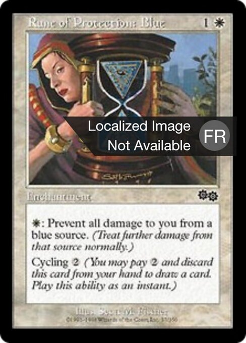 Runa di Protezione: Blu (Rune of Protection: Blue) - Urza's Saga (#37) - Illustrated by Scott M. Fischer - Magic: The Gathering Card