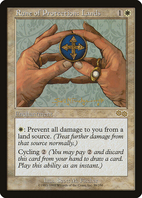 Runa di Protezione: Terre (Rune of Protection: Lands) - Urza's Saga (#39) - Illustrated by Scott M. Fischer - Magic: The Gathering Card