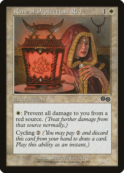 Rune of Protection: Red - Urza's Saga Magic card