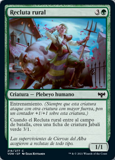 Rural Recruit - Innistrad: Crimson Vow (#216) - Illustrated by Eelis Kyttanen - Magic: The Gathering Card