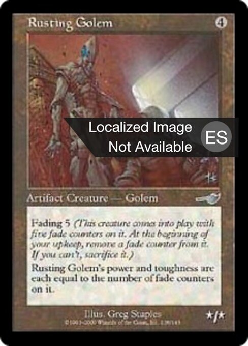 Gólem oxidándose (Rusting Golem) - Nemesis (#138) - Illustrated by Greg Staples - Magic: The Gathering Card