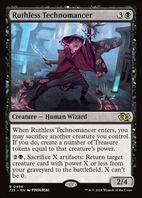 Tecnomante Spietato (Ruthless Technomancer) - Foundations Jumpstart (#484) - Illustrated by PINDURSKI - Magic: The Gathering Card