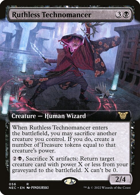 Skrupelloser Technomagier (Ruthless Technomancer) - Neon Dynasty Commander (#56) - Illustrated by PINDURSKI - Magic: The Gathering Card