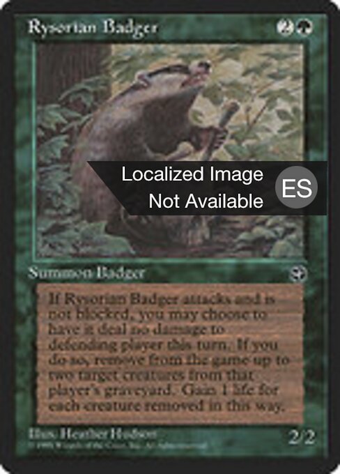 Tejón risoriano (Rysorian Badger) - Homelands (#96) - Illustrated by Heather Hudson - Magic: The Gathering Card