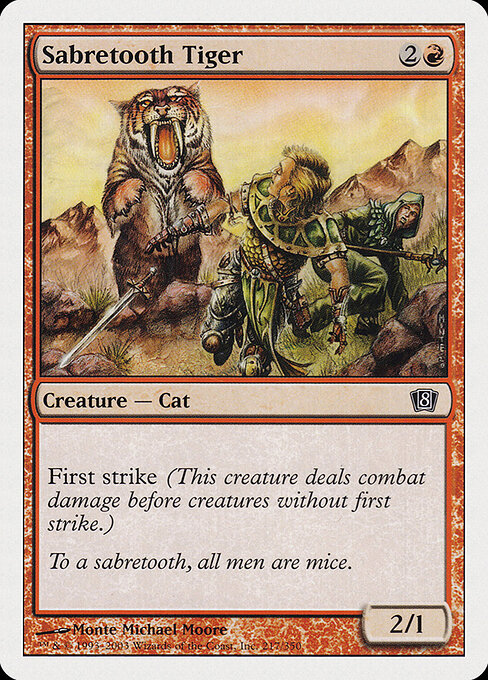 Sabretooth Tiger - Eighth Edition (#217) - Illustrated by Monte Michael Moore - Magic: The Gathering Card