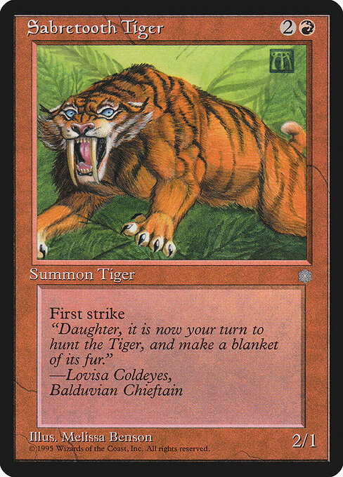 剣歯虎 (Sabretooth Tiger) - Seventh Edition (#215) - Illustrated by Monte Michael Moore - Magic: The Gathering Card