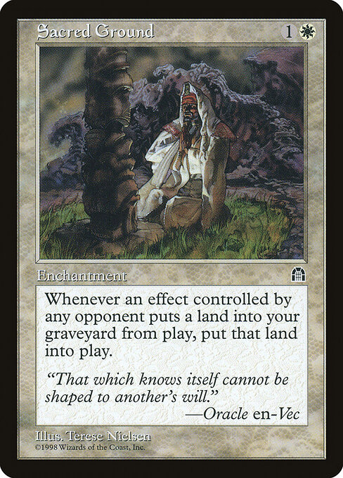 圣洁大地 (Sacred Ground) - Ninth Edition (#37) - Illustrated by Gary Ruddell - Magic: The Gathering Card