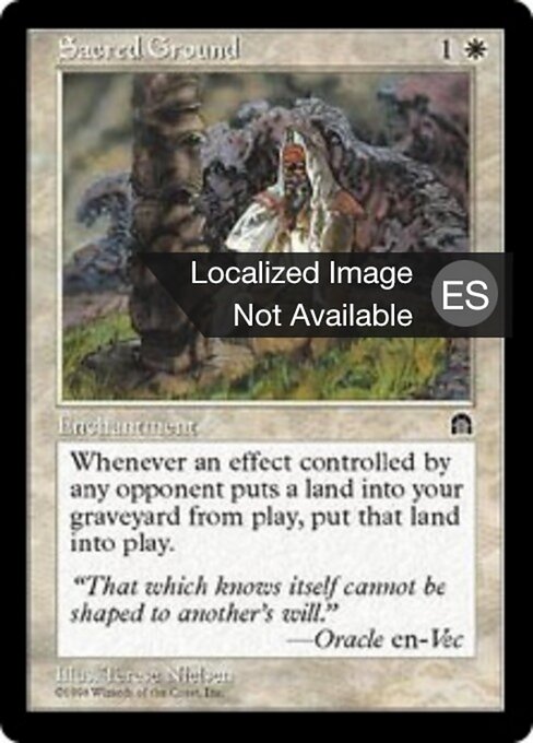 Terreno Consacrato (Sacred Ground) - Ninth Edition (#37) - Illustrated by Gary Ruddell - Magic: The Gathering Card