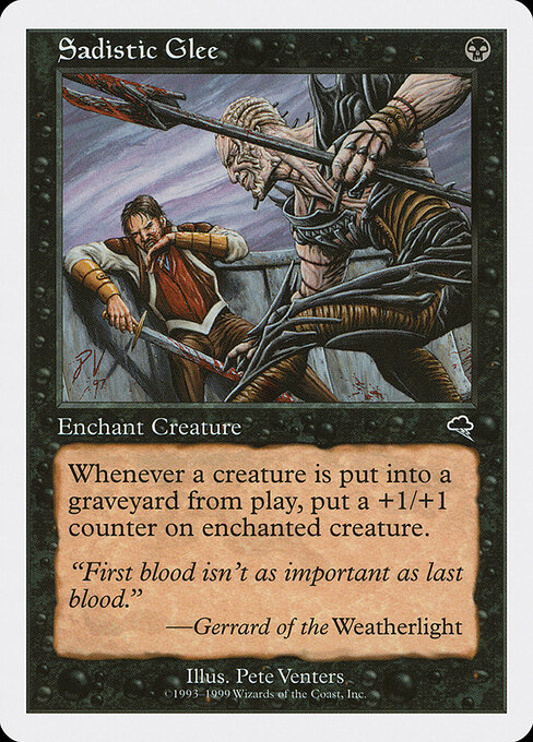 Sadistic Glee - Tempest (#153) - Illustrated by Pete Venters - Magic: The Gathering Card