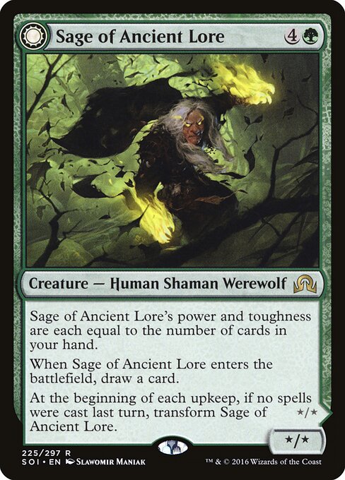 Sage of Ancient Lore // Werewolf of Ancient Hunger - Shadows over Innistrad Magic card