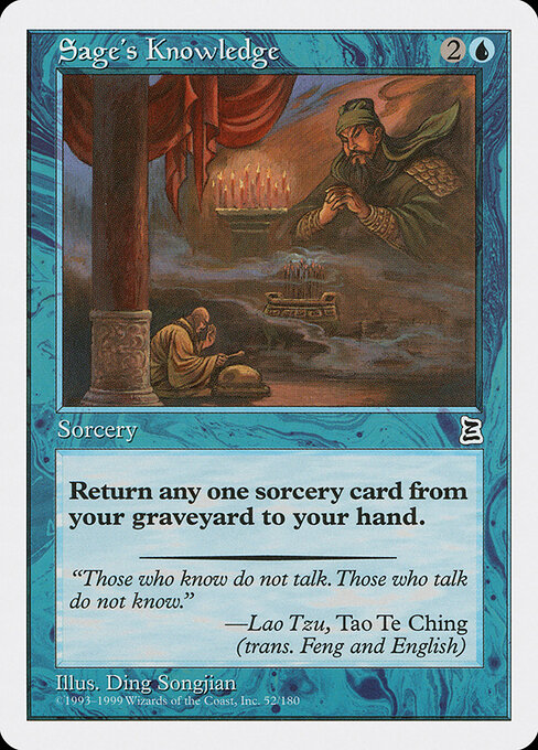 Sage's Knowledge - Portal Three Kingdoms (#52) - Illustrated by Ding Songjian - Magic: The Gathering Card