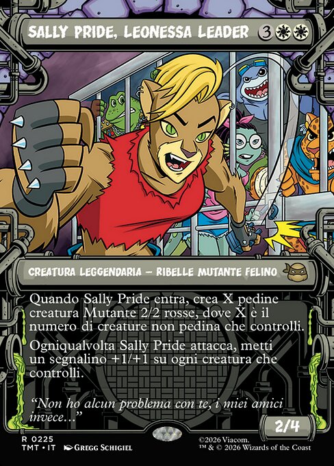 Sally Pride, Leonessa Leader (Sally Pride, Lioness Leader) - Teenage Mutant Ninja Turtles (#225) - Illustrated by Gregg Schigiel - Magic: The Gathering Card
