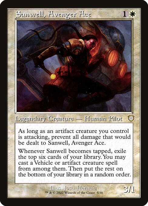 Sanwell, Avenger Ace - The Brothers' War Commander (#5) - Illustrated by Josu Hernaiz - Magic: The Gathering Card