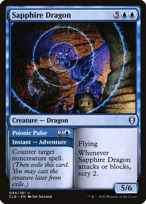 Sapphire Dragon // Psionic Pulse - Commander Legends: Battle for Baldur's Gate (#94) - Illustrated by Joe Slucher - Magic: The Gathering Card
