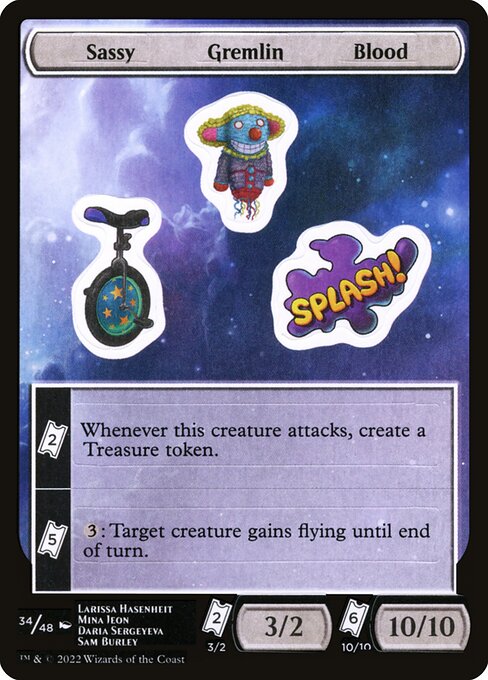 Sassy Gremlin Blood - Unfinity Sticker Sheets (#34) - Illustrated by Larissa Hasenheit & Mina Jeon - Magic: The Gathering Card
