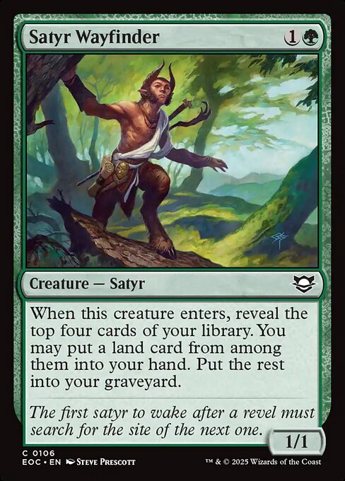 Satyr Wayfinder - Edge of Eternities Commander (#106) - Illustrated by Steve Prescott - Magic: The Gathering Card