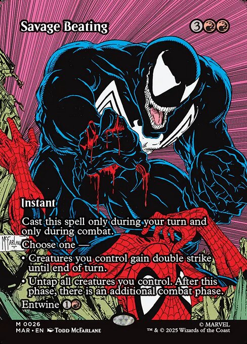 凶暴な打撃 (Savage Beating) - Marvel Universe (#26) - Illustrated by Todd McFarlane - Magic: The Gathering Card