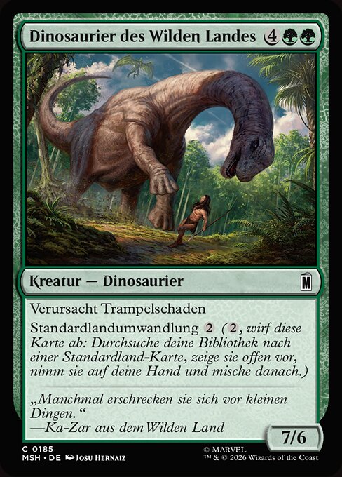 Dinosaurier des Wilden Landes (Savage Land Dinosaur) - Marvel Super Heroes (#185) - Illustrated by Josu Hernaiz - Magic: The Gathering Card
