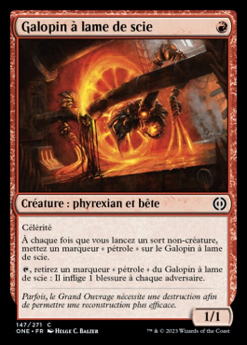Agitador aserrador (Sawblade Scamp) - Phyrexia: All Will Be One (#292) - Illustrated by Flavio Girón - Magic: The Gathering Card